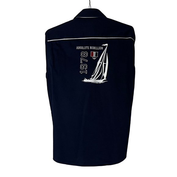 Absolute Rebellion Navy Blue Casual Button Down Shirt - Picture 6 of 6